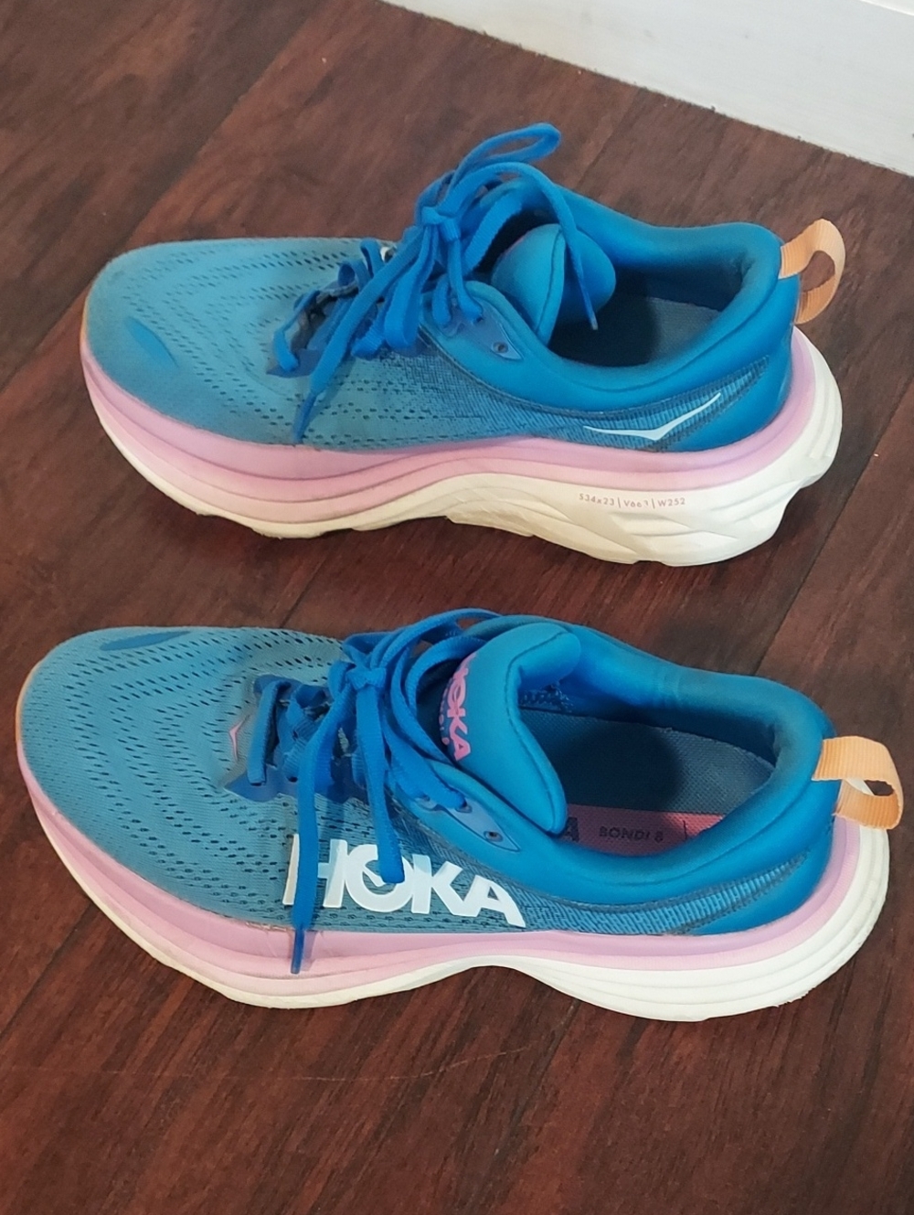 Hoka Women's Teal Pink Orange Athletic Running Shoes Sz 7 - Picture 2 of 7